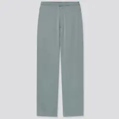 ユニクロ サテンリラックスストレートパンツ グリーン S