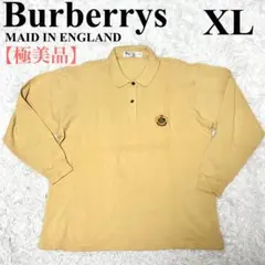 【極美品】バーバリーズ イギリス製　長袖ポロシャツ　エンブレム　90s 黄　xl