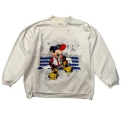 希少　VINTAGE ミッキー　両面プリント　スウェット　トレーナー　白　L