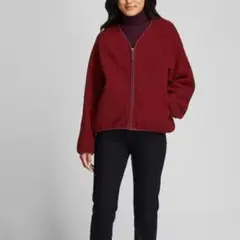 UNIQLO ユニクロ ボア フリース Ｖネック ジップアップ カーディガン L