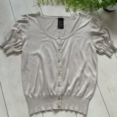 【美品】Sov. 綿100% パフ袖 ニットカーディガン F ベージュ✨のサムネイル