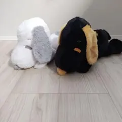 スヌーピー　寝そべりBIGぬいぐるみセット ブラック×ゴールド、