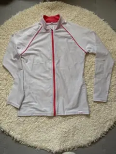 ホワイト/ピンク ジップアップ ラッシュガード