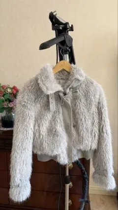 ✨EGOIST 25年冬コート 韓国百貨店グレー ファーショートジャケット