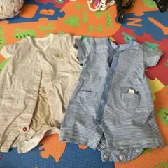 ストライプロンパース2点セット60
