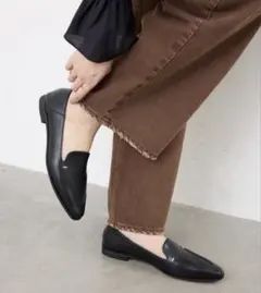 ルタロン スクエアステッチソフトローファー　ブラック　24.5㎝