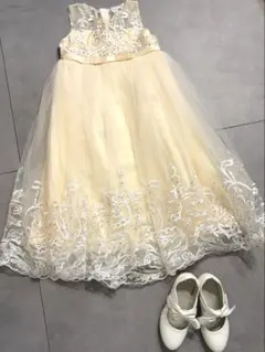 刺繍入りドレスと靴セット 発表会　ドレス　結婚式　130
