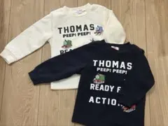 【90cm】トーマス 裏起毛トレーナー ホワイト ネイビー