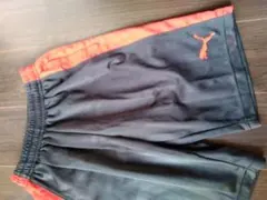 PUMA ハーフパンツ M 黒/オレンジ ストライプ
