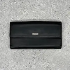 GUCCI グッチ 長財布 フラップ ブラック レザー シルバー金具 プレート
