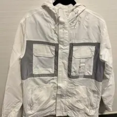 Bershka ホワイト グレー ナイロンジャケット S