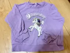 ユニコーンプリント 紫 トレーナー