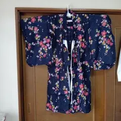 花柄 浴衣 7-8才用 紺色【3/20まで販売】
