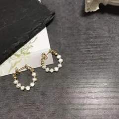 淡水パール　フープ  ピアス