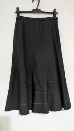 レリアン　黒 フレアスカート 白いステッチ　9号