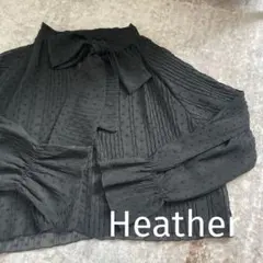 Heather ドットシアー リボンブラウス ブラック F 長袖のサムネイル
