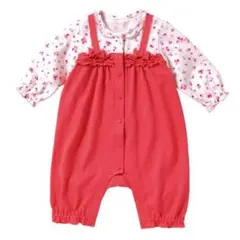 タグ付き新品！ミキハウス/カバーオール/ロンパース /コーラルピンク