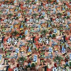 ‪ஐ‬⋆*時計を持ってるうさぎ ピンク生地約45×110