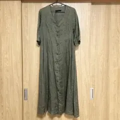 CYNICAL リネン半袖ロングシャツワンピース　カーキのサムネイル