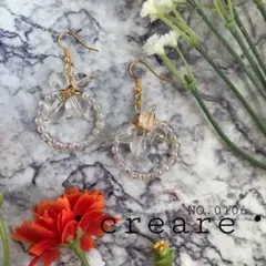 クリアビーズ フープピアス