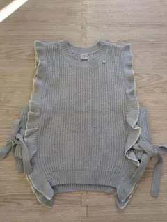 ANNA SUI mini アナ・スイミニ　グレー フリル ベスト L