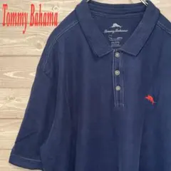 ☆ワンポイント刺繍☆ Tommy Bahama☆ポロシャツ☆紺色☆2XL
