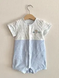 familiar ロンパース サイズ70〜85 刺繍デザイン　ライトブルー