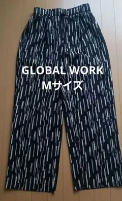 美品GLOBALWORKグローバルワーク Mサイズストライプ風柄ワイドパンツ