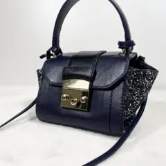 銀座かねまつ ハンドバッグ ショルダー 2way ミニ レザー スパンコール
