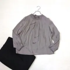 【ESPRITMUR/エスプリミュール】ボウタイ長袖ブラウス『M』ブラウンのサムネイル