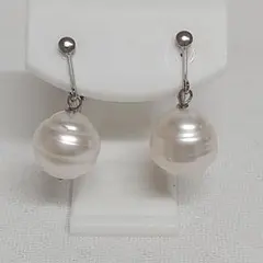 ピンク パール 真珠ドロップ型 ピアス K14WG（刻印あり）ポスト - メルカリ