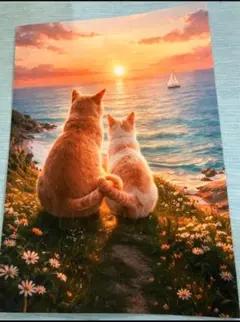 一作限り】夕焼けの海辺の三毛猫 猫アート K785 - メルカリ