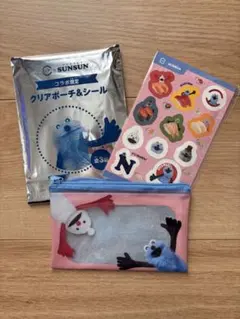 スンスン スシロー ポーチ シール ピンク ノンノン