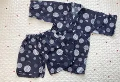 記名なし ネイビー 濃紺 水玉模様 トンボ カブトムシ 昆虫 甚平 100cm