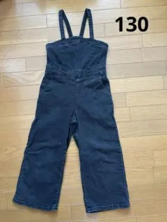 GU ブラック デニム サロペット オーバーオール 130