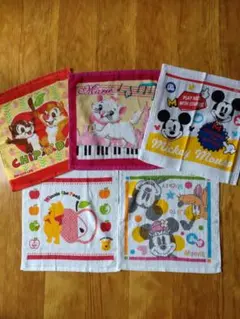 ディズニーキャラクター ハンドタオル5枚