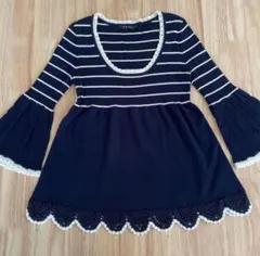 ネイビー　ボーダー　チュニック