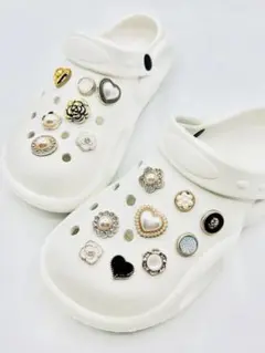 ハート お花 お花 バラ ジビッツ クロックス サンダル チャーム