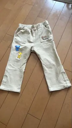MIKIHOUSE ベージュの刺繍パンツ（クマ・象・キリン）