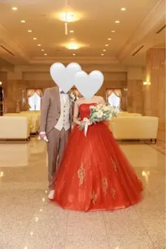 テラコッタ　カラードレス　YNS WEDDING オレンジ　グリッター付き