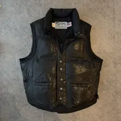 T*o様 美品□schott レザーダウンベスト A224OV 羊革 ブラック - メルカリ