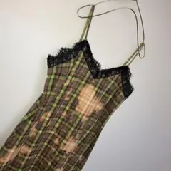 X-girl ブリーチチェック キャミワンピ レース付き ストリート　Mサイズ