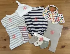 ロンパース ストライプ セットアップ ジョガーパンツ 帽子 スタイ ハンカチ