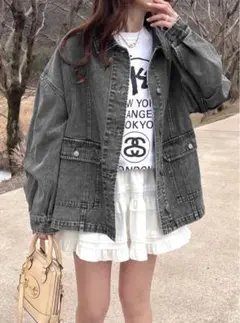 GRL オーバーサイズデニムジャケット ブラック [on301]