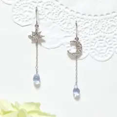 夜空のムーンスターピアス silver