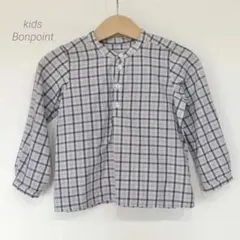 Bonpoint ポンポワン チェック柄 スタンドカラーシャツ