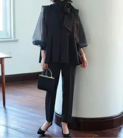 ブラックパンツセットアップ
