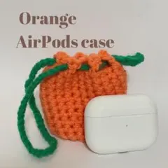 AirPodsケース 巾着 毛糸 みかんのサムネイル