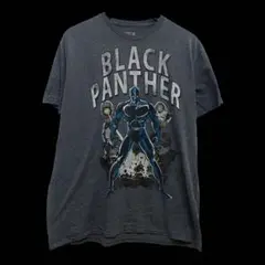 US古着 BLACK PANTHER 半袖シャツ グレー アニメ marvel