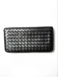 ボッテガヴェネタ イントレチャート ラウンドファスナー 長財布 ブラック